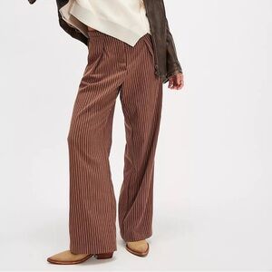 Free people Striped Brown Wide-Leg Pants